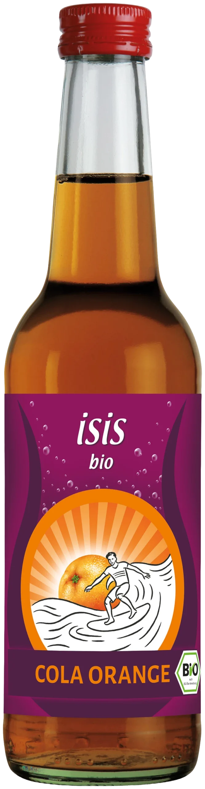 isis bio Cola Orange, Bio-Cola mit Orangennote und Guarana-Koffein, 0,33-Liter-Glasflasche
