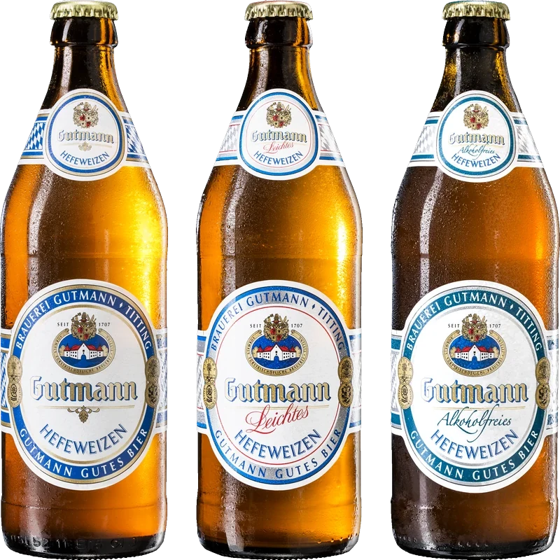 Gutmann Hefeweizen Hell, Leicht und Alkoholfrei in der 0,5 Liter Flasche